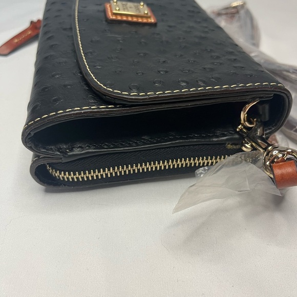 Dooney & Bourke Ostrich Double Compartment Crossbody Bag - Black - Picture 2 of 7